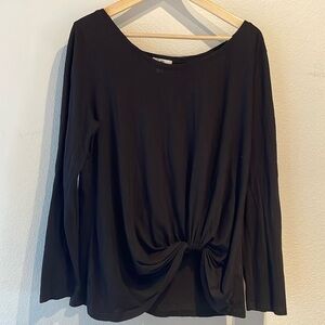 BP | Brass Plum |Nordstroms Twist Tie Wide Neck Tissue Tee, Black Size XL